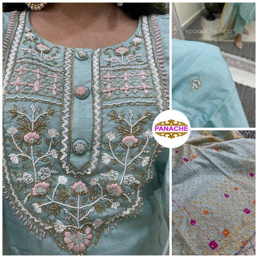 Icy Blue Silk Set