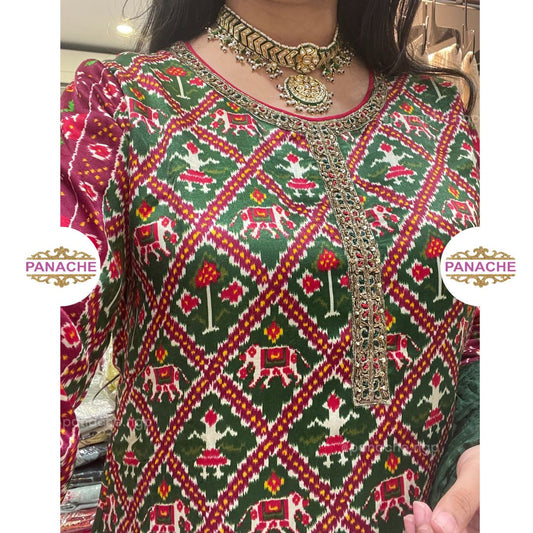 Gajji silk kurta in ikkat