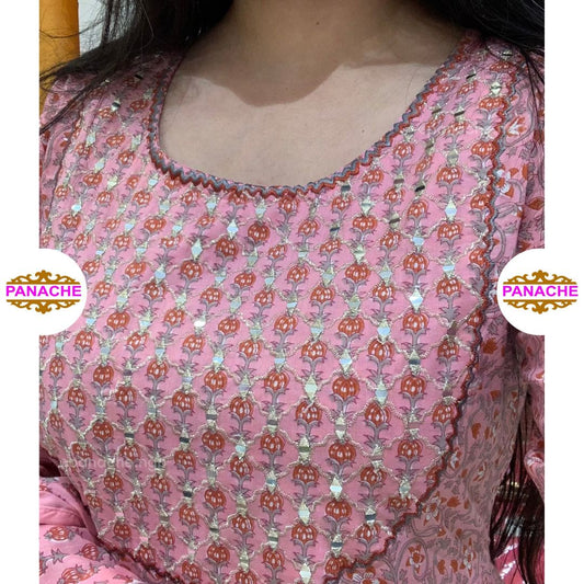 Floral Print & Hand made Tassels Anarkali