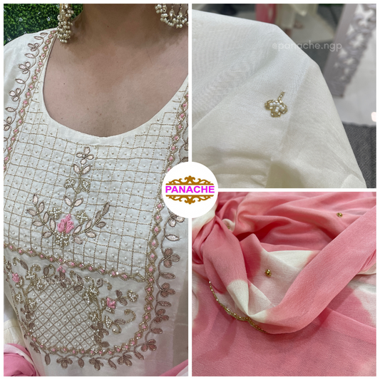 Pearl White Silk Set