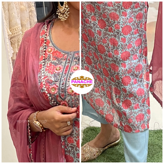 Soft muslin kurta pant set