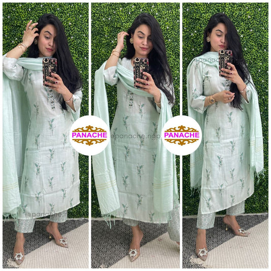 Muslin printed suit set