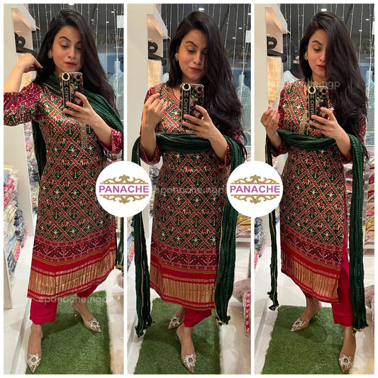 Gajji silk kurta in ikkat