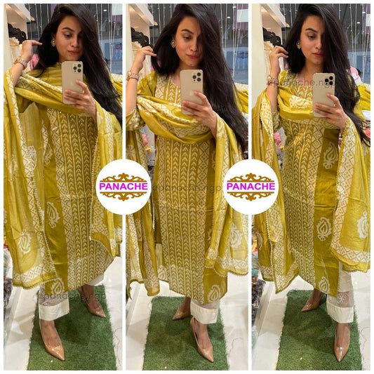 Mustard Yellow Kurta Pant Dupatta Set