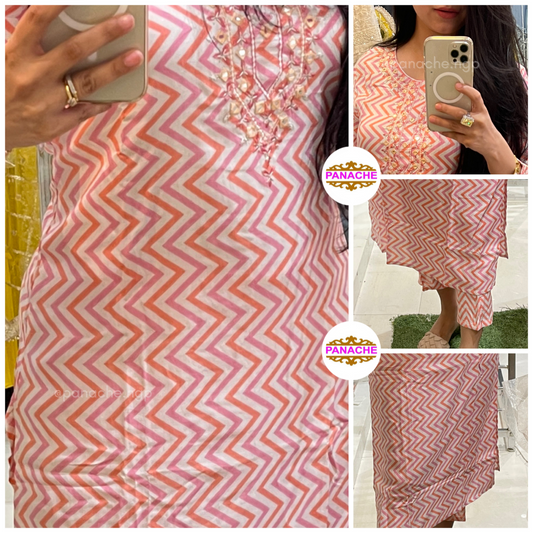 Print on print kurta pant set