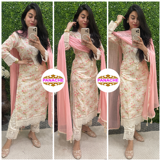 Elegant & Subtle Pastel Floral Suit