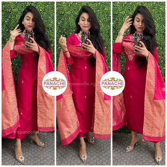 Banarasi dupatta silk sets in bright shades