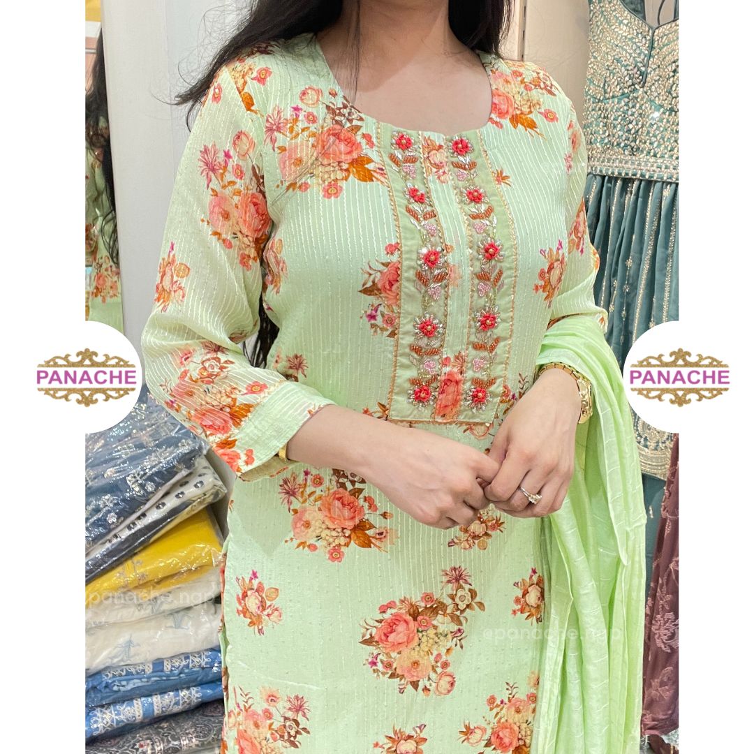 Water Sequin kurta with floral print