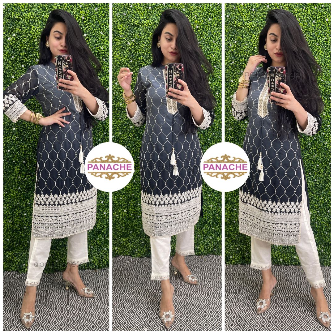 Lakhnavi ombré kurta pant set