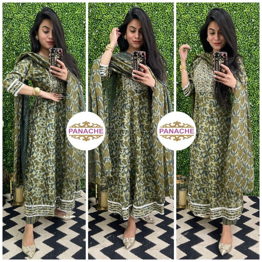 Print on print Anarkali budget set