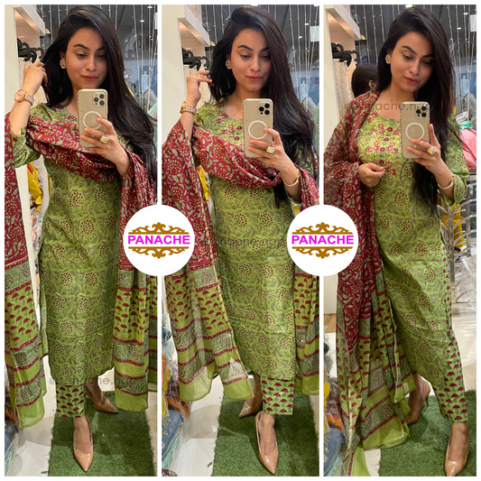 Mehendi Green Cotton Set