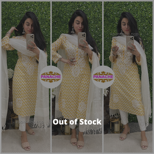 Yellow Lakhnavi Kurti sets