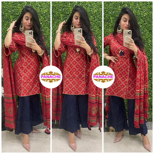 Tasseled & Printed Kurta & Dupatta Set