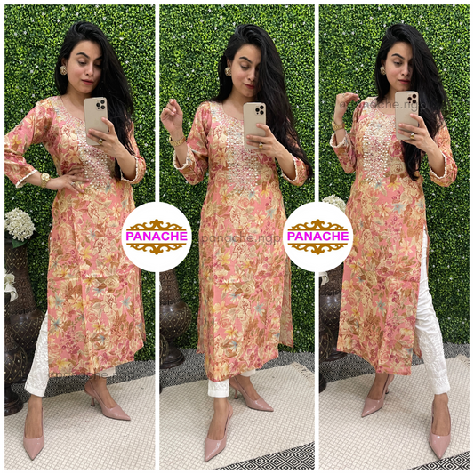 Floral Silk Kurtis